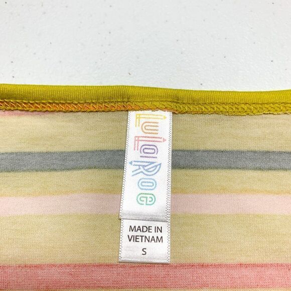 Lularoe Classic T Shirt Womens Small NEW Yellow Stripe Outdoor High Low Hem NWT - Picture 8 of 10